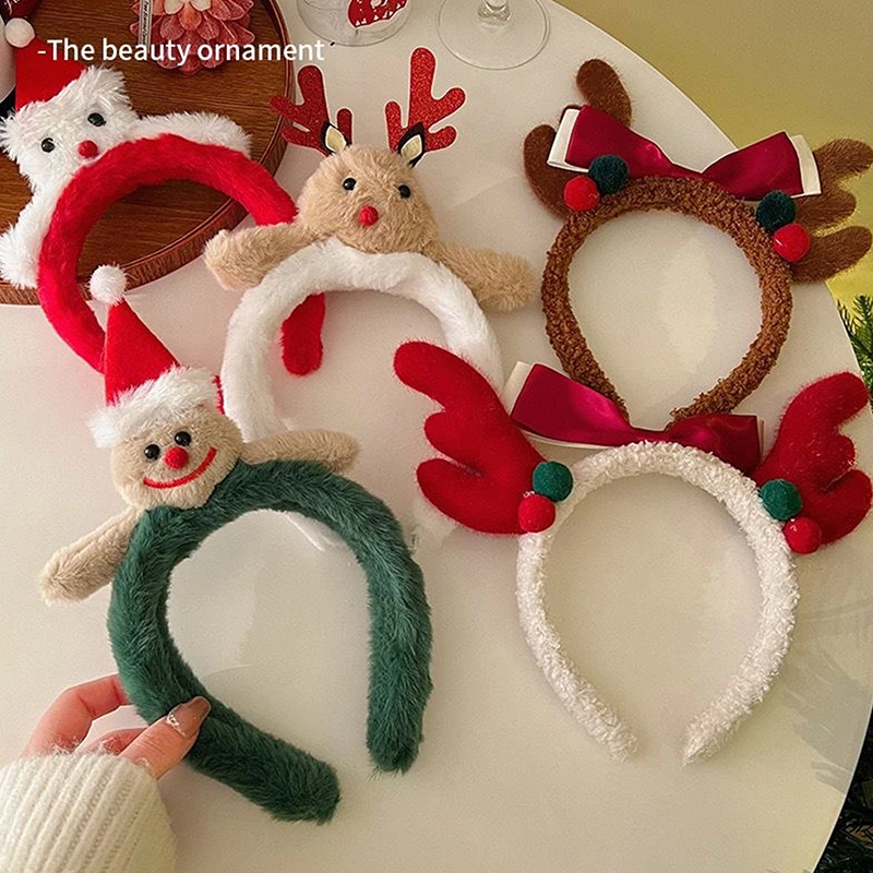 〔CC88〕Christmas Headwear Elk Bow Hair Bands Creative Quirky Antler Hairband Xmas New Year Party Dress Up Headband