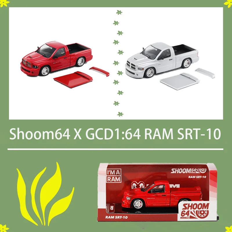 Shoom64 X GCD Alloy 1:64 RAM SRT-10 Camioneta Pickup, Modelo de Coche de Simulación, Clásicos, Regalo para Adultos, Hobby y Juguetes