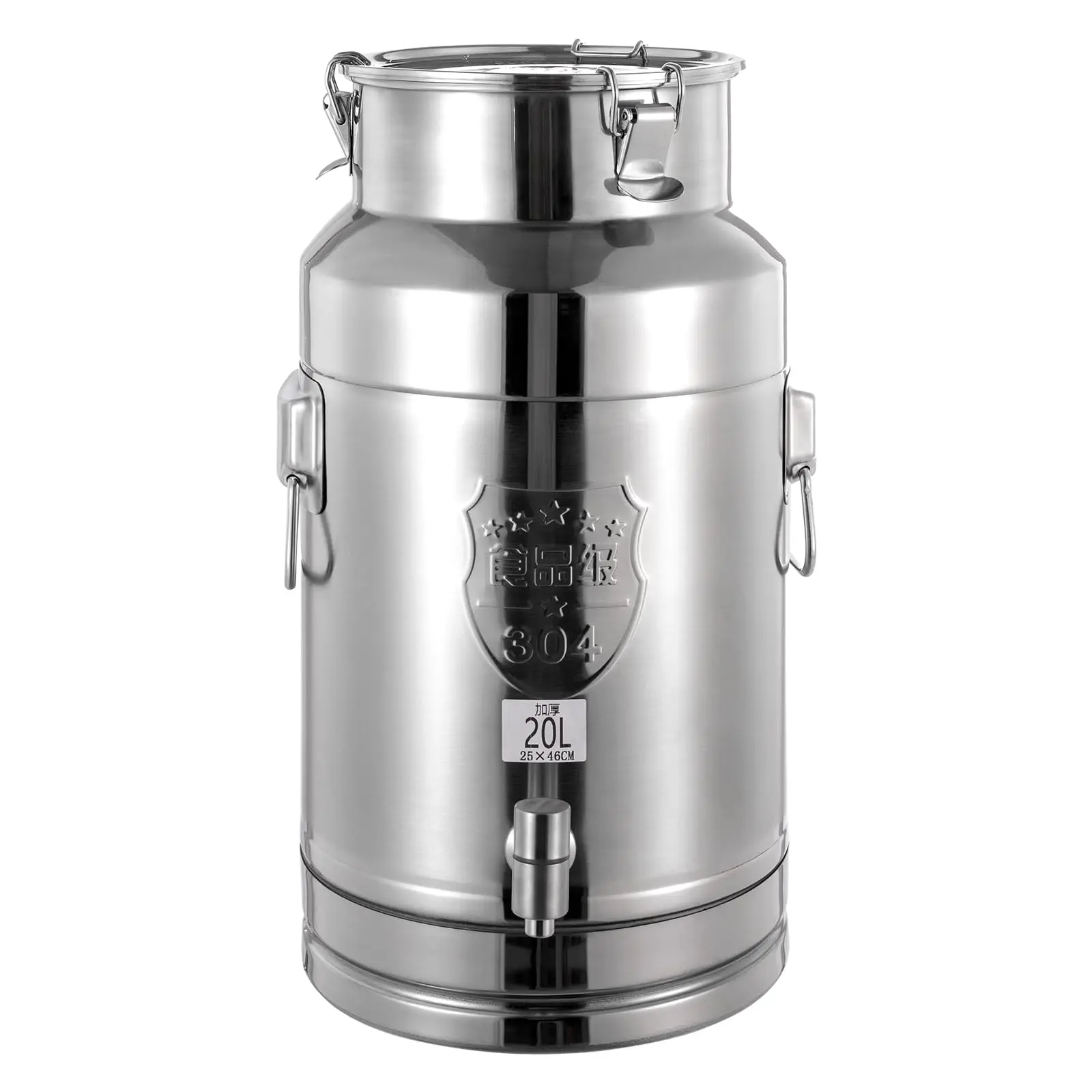 

20L/5.28Gal Milk Can Beverage Dispenser with Spigot, 304 Stainless Steel Locking Sealed Lid Bucket Food Storage Container, Drink