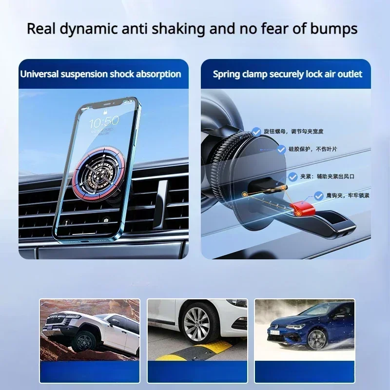 Eary Magnetic Phone Holder for Car 360°Rotation Air Vent Shock Absorption Phone Mount Fit All iPhone 16 15 Pro Max Samsung S25