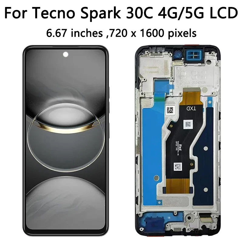 Wyświetlacz 6.67' Testowany Spark30C do Tecno Spark 30C 4G/5G KL8H KL5 KL5N, ekran LCD z dotykiem, digitizer, komplet. — zdjęcie produktu 3