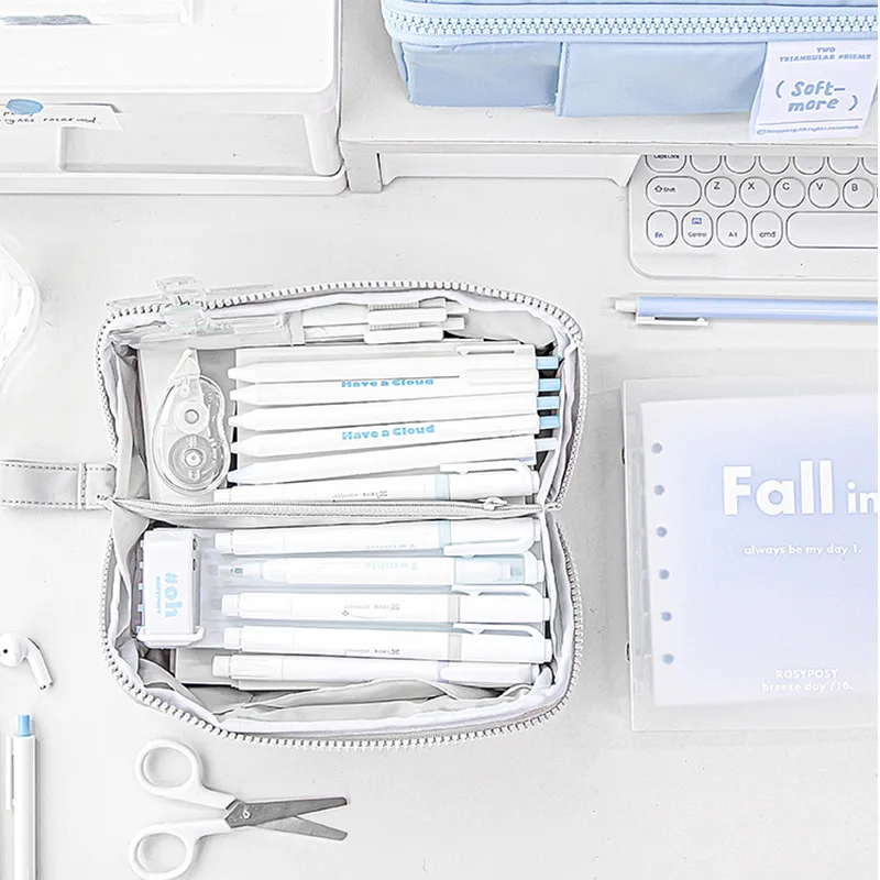 1 Stationery Pencil Case Pencil Case Capacity Multifunctional Zipper Stationery Bag Student Multi Compartment Storage Student