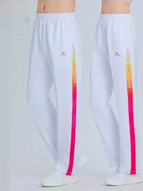 

JinGuan новые белые спортивные брюки в цветную полоску, спортивные брюки Qui Dry с прямыми штанинами, женские повседневные брюки для аэробики Fitn...