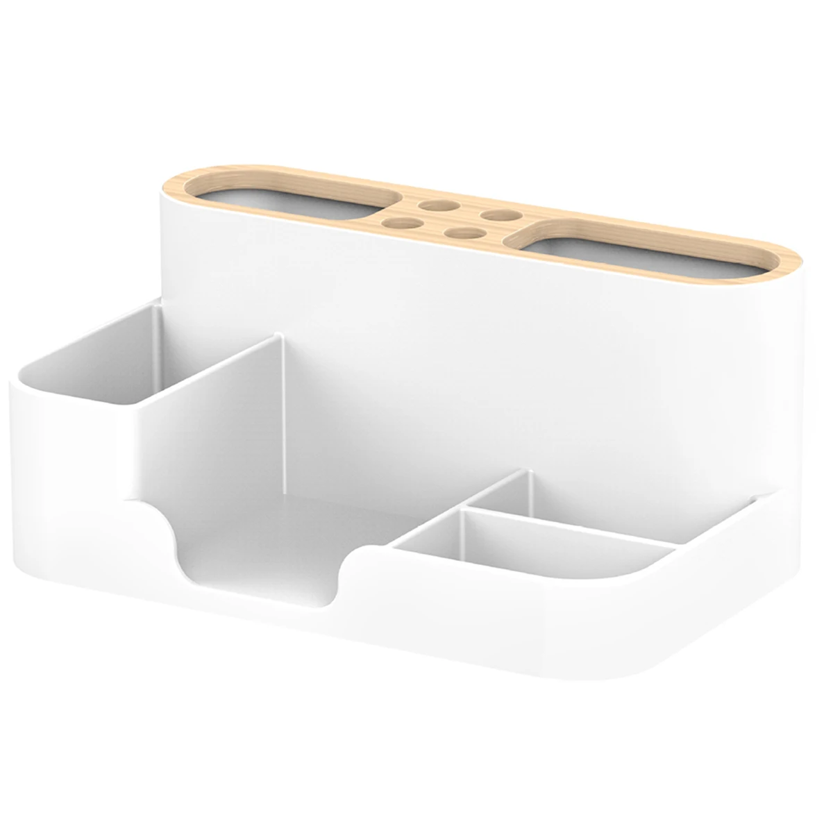 

Dividing Pen Holder Multi Functional Stationery Storage Box Office Desk Organizer Large Capacity ABS Resin Timber Material