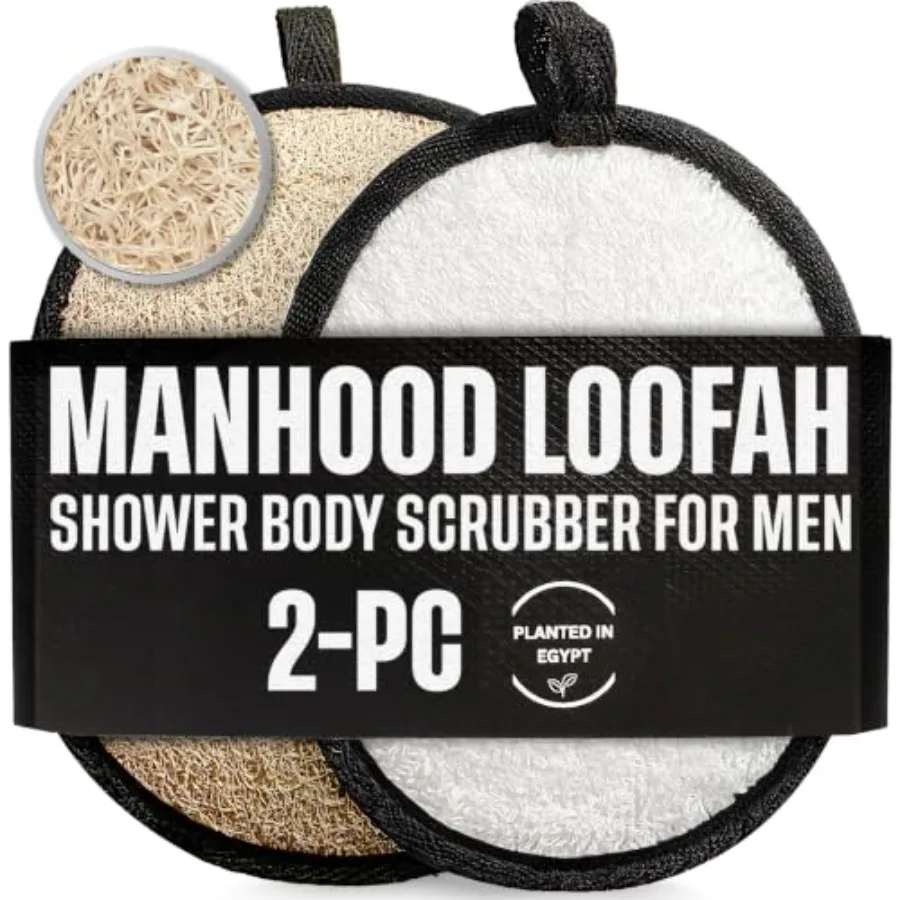 Loofah Body Scrubber Shower - Luffa Sponge 2PCS Black and White Set