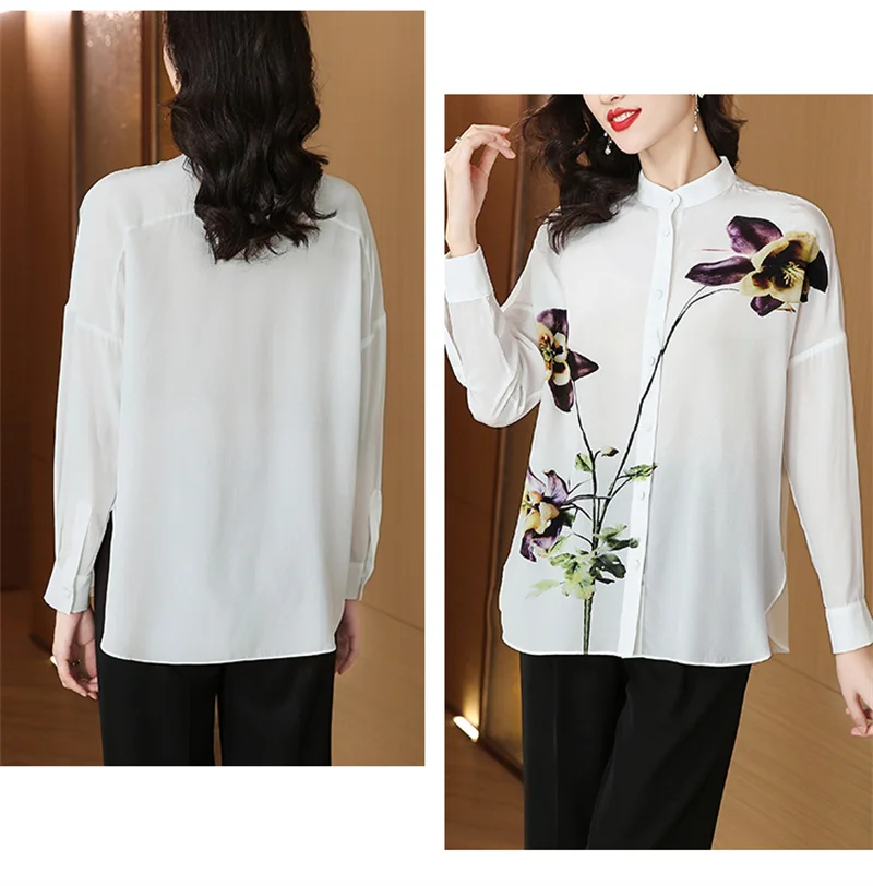 FANIECES S-3XL blusas Fashion Elegant Floral Printed Female Blouse Spring Women\'s Clothing Korean Casual Long Sleeve Shirt 6806