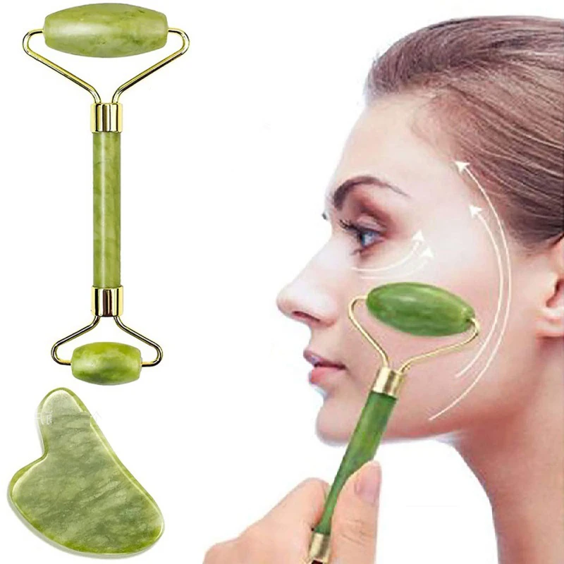 2PCS Gua Sha Facial Resin Stone Gousha Stone for The Face Roller Massager Jade Roller Gousha Stone Gowoman Gua Sha Visage