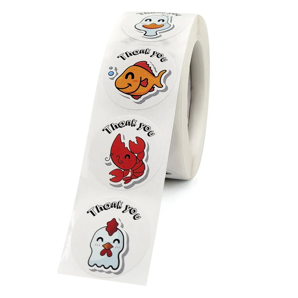 100-100 stücke 1 Zoll Cartoon Tier Kinder Aufkleber Etiketten danke niedlichen Spielzeug Spiel Aufkleber DIY Geschenk Versiegelung Etikett Dekoration Tags