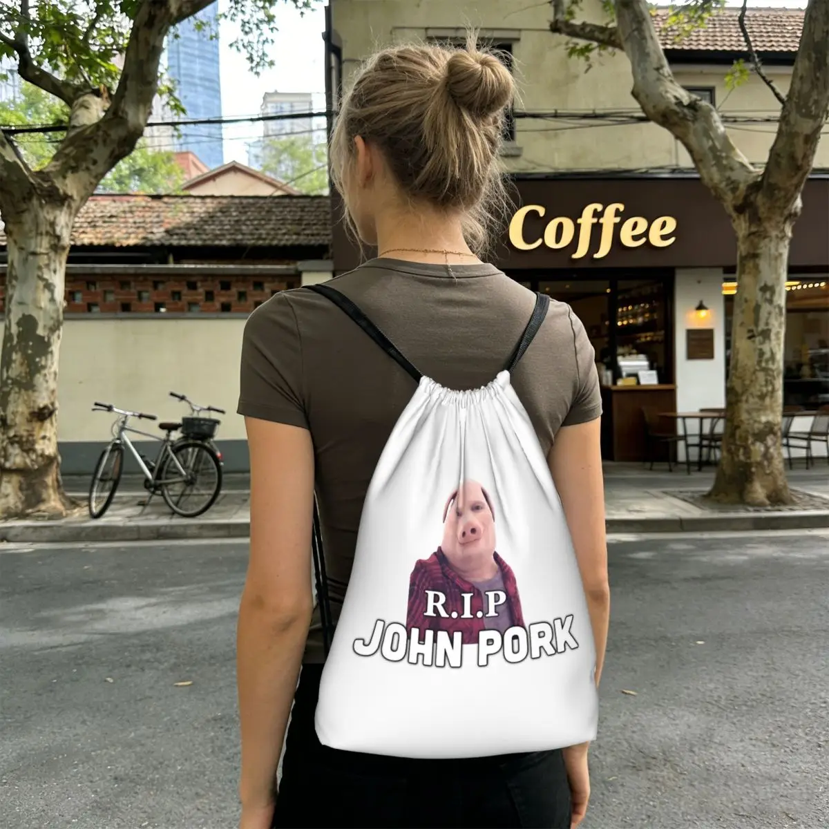 

RIP John Pork Backpacks Casual Drawstring Bags Sports Bag Book Bags for Man Woman Students