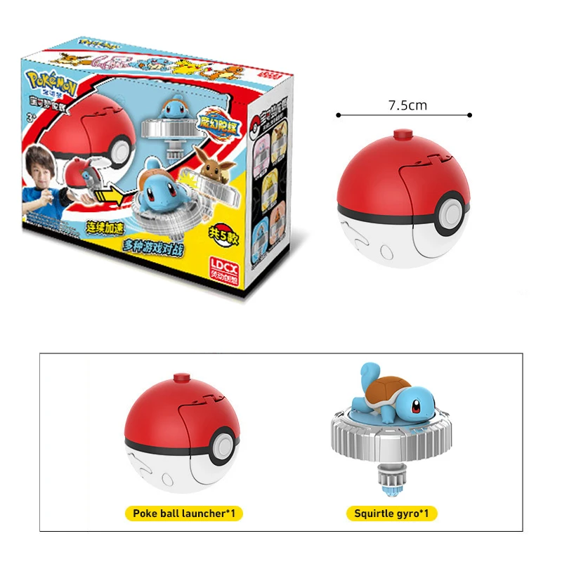 Original Pokémon Pikachu Spinning Top Cartoon Anime Figure Pull Line Spinning Battle Game Spinning Top Children\'s Gift Toys