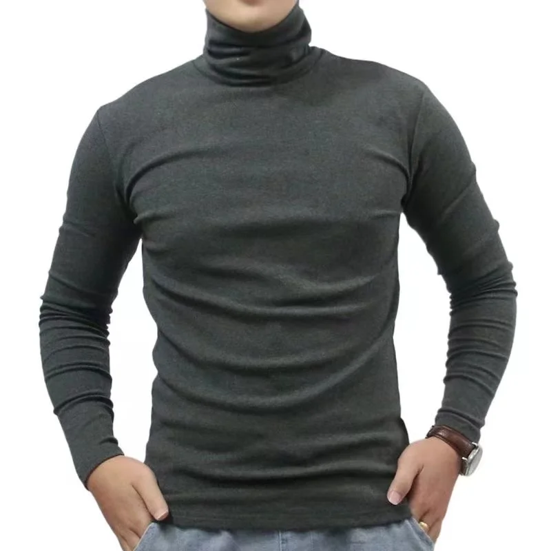 

Роскошные мужские повседневные футболки с высоким воротником, осенние и зимние топы, тонкий воротник, верхняя одежда с длинными рукавами, майка, одежда для гольфа, мужская футболка