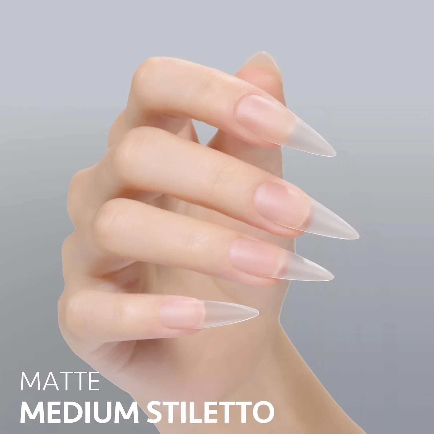 240pcs Long Coffin/Medium Stiletto Fake Nail Tips, Matte Soft Gel X Nail Tips, 12 Sizes Full Cover ABS False Press on Nails Tips