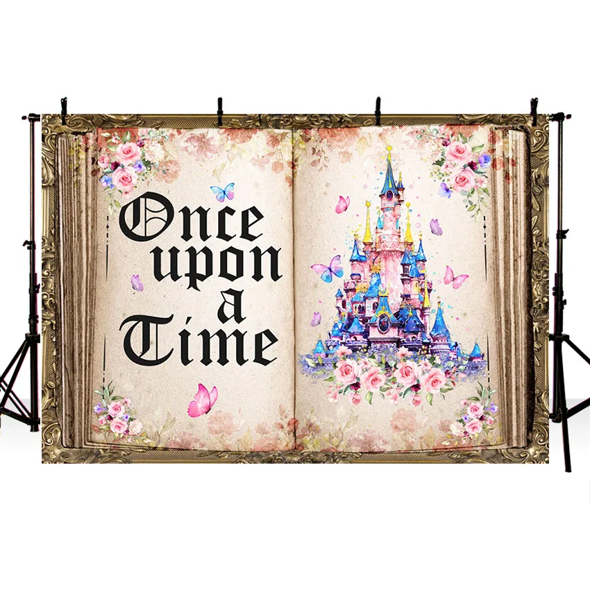 Mehofond Photography Background Once Upon A Time Castle Floral Butterfly Princess Birthday Party Decoratio Backdrop Photo Studio