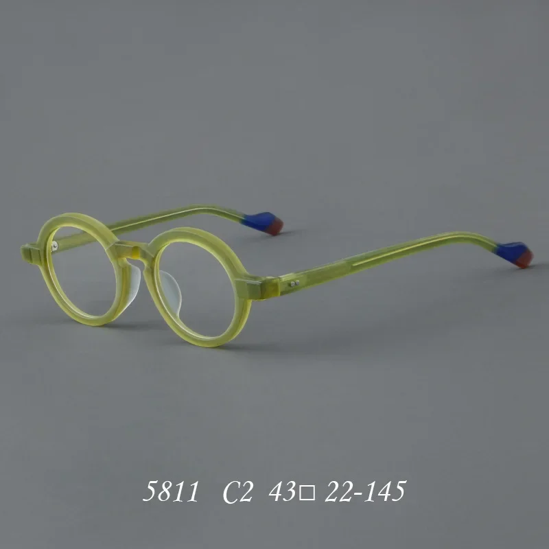 

KIZN Small roundAcetate Frame Men Women Fashion Vintage Optical Spectacles Myopia Eyeglass Prescription Glasses -0.50 to -6.0