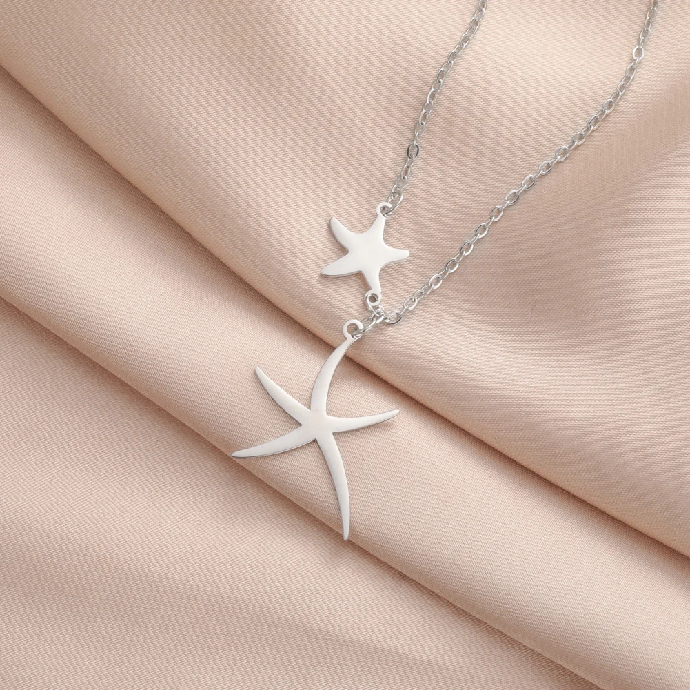 Cazador Starfish Pendant Necklace for Women Girls 2024 Jewelry Stainless Steel Choker Summer Bohemian Birthday Gift Wholesale