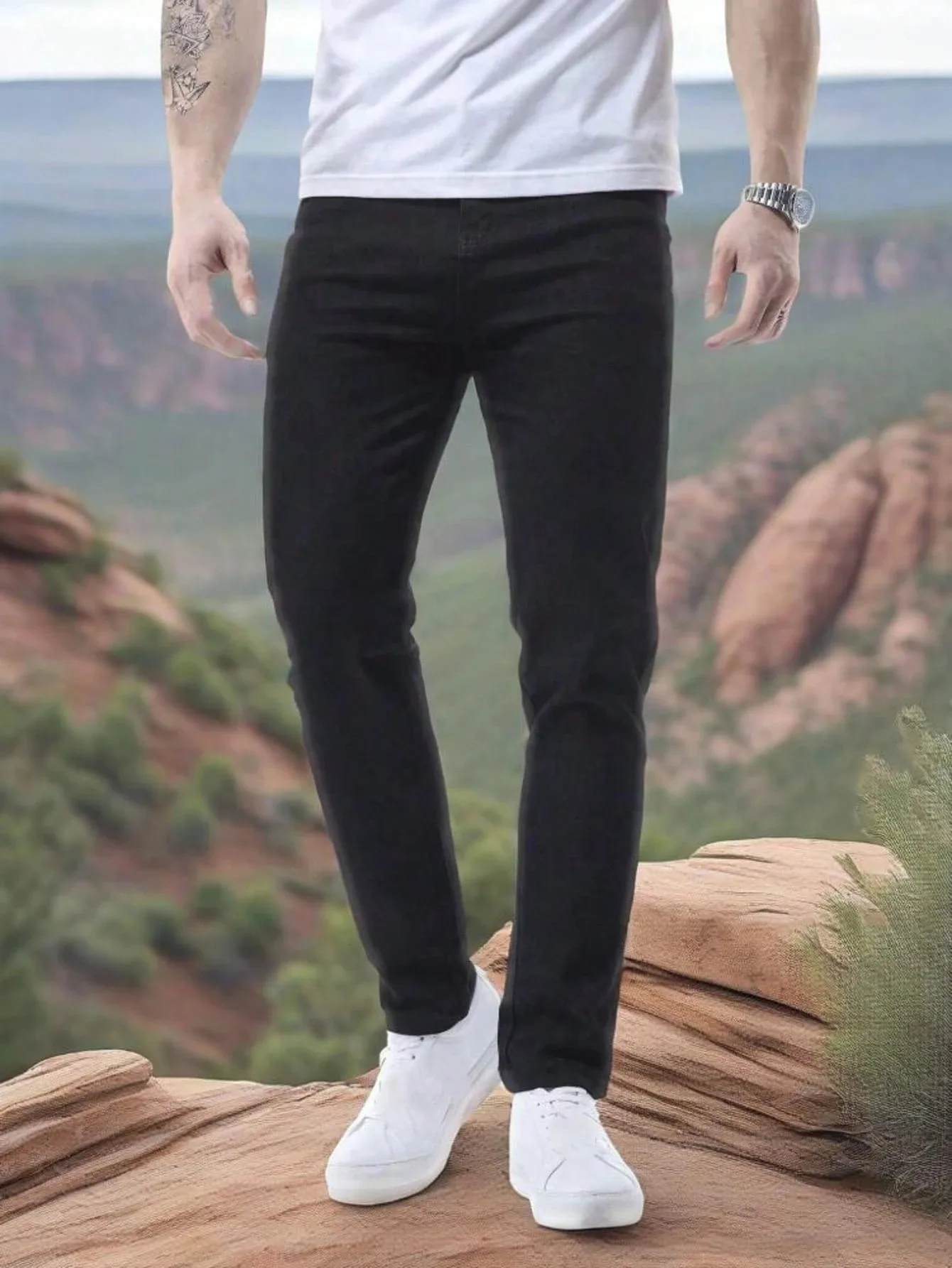 Black Slim Jeans Pants for Man Drip Y2k Unisex Original Modern Denim Wear No accessories or belts included