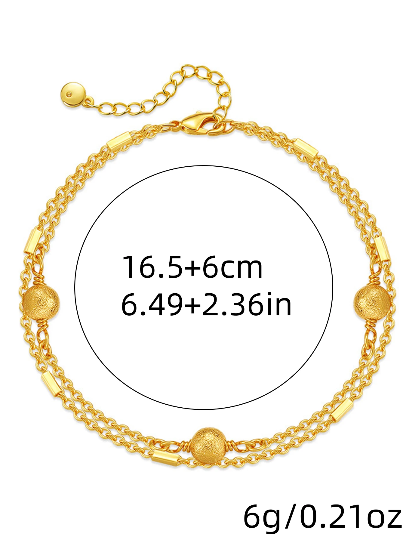 1 Pc Fashion Elegant Double O chain Beads Luxury Copper Gold Colour Chain Bracelet Women Daily Party Girl Gift