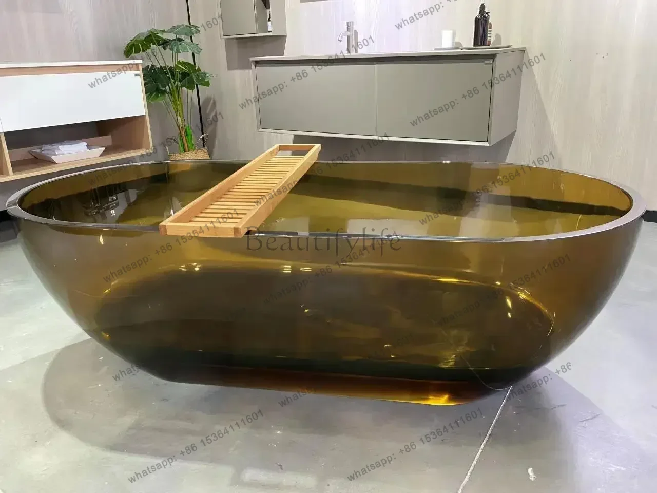 Transparent Resin Bath Tub Oval Clear Resin Bath Tub Modern Colored Transparent Bathtubs For Hotels And Villas Projects