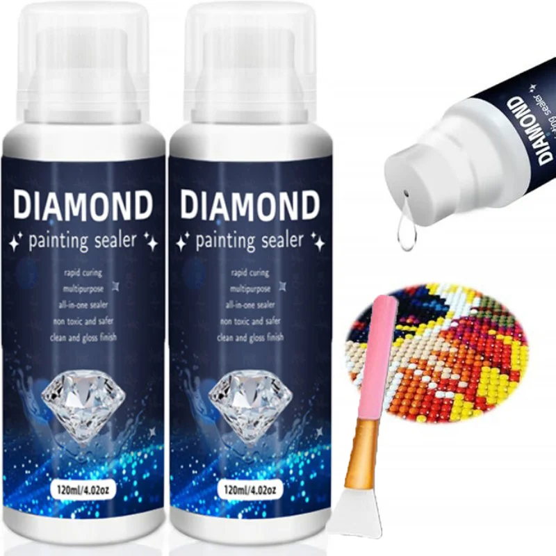 120ml Glue for Diamond Painting Kits-Fast-Drying, Anti-Shedding Formula with Permanent Hold&Shine-Diamond Painting Sealer