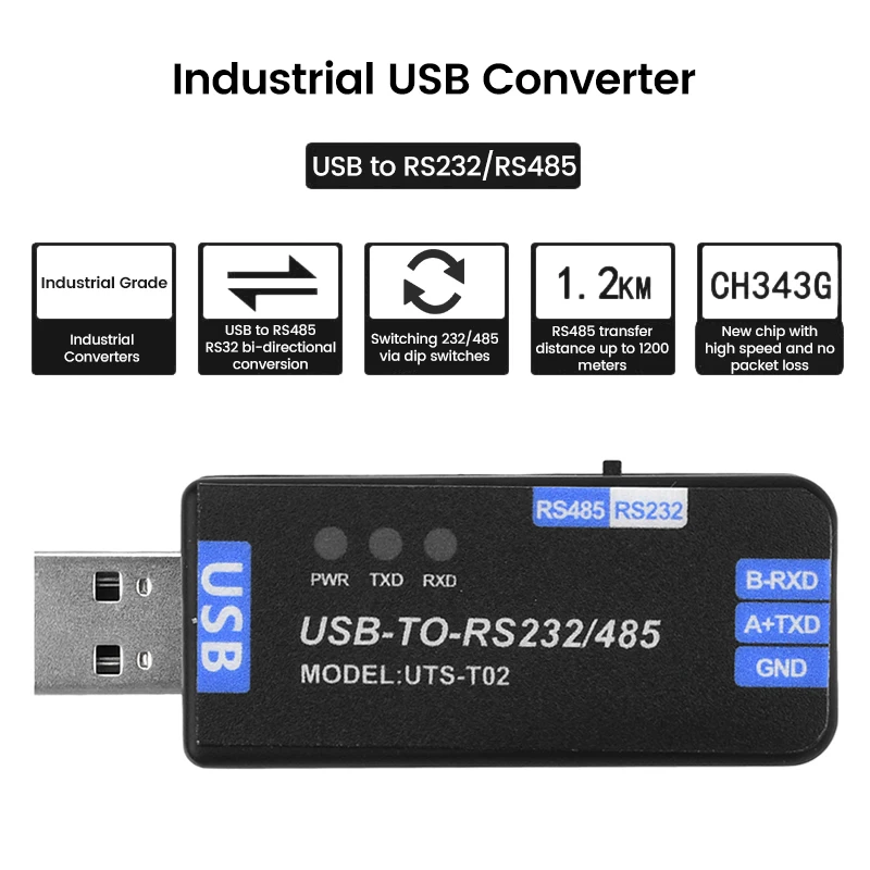 تيار مستمر 5 فولت USB إلى RS485/RS232 وحدة الاتصالات ثنائي الاتجاه نصف مزدوج محول الخط التسلسلي CH343G التوصيل والتشغيل
