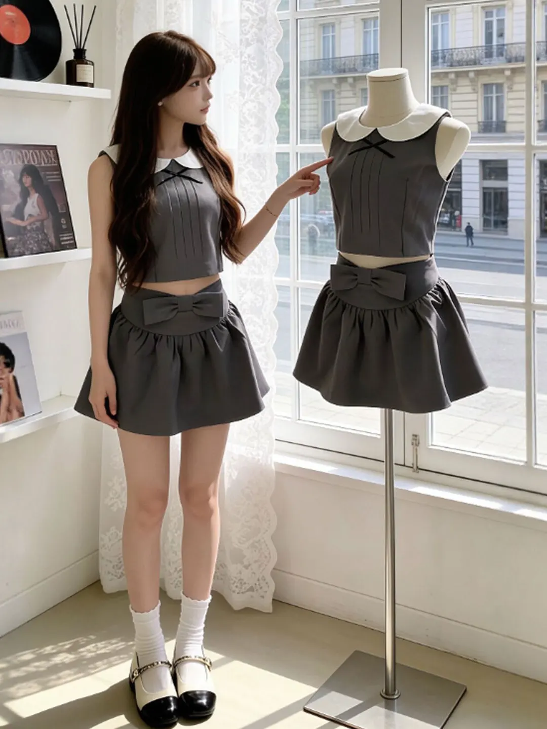 

Korean Style Gentle Wind Super Beautiful Top Half Skirt Two Piece Set Elegant Whole Set OOTD Summer 2026 Fashion Set for Women