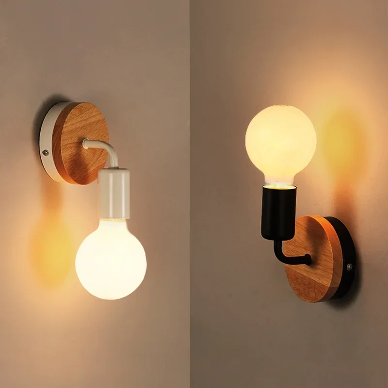 

LED Wall Lights Sconce Industrial Vintage Loft Hemp Rope Wall Lamp Wood Indoor Lighting Corridor Bedside Retro Wall Lamp Decor