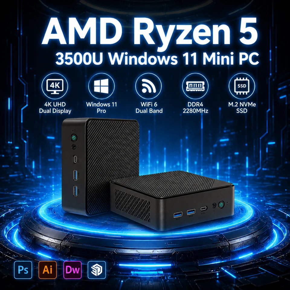NEW Mini PC AMD Ryzen 5 3500U 32GB RAM 2TB SSD Desktop Gaming