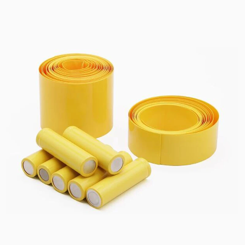 Tubo termorretrátil de pvc amarelo 18650 bateria de lítio isolamento proteção embalagem filme manga poeira tubo retrátil