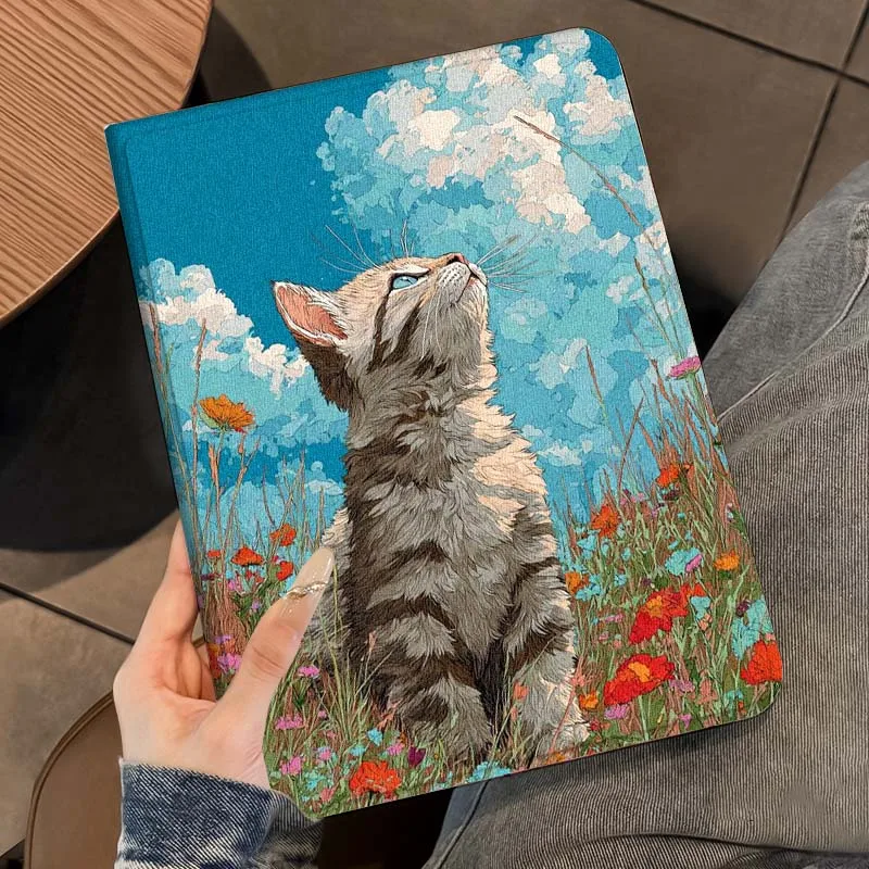 

Oil Painting Art Cat Flower For iPad Pro Air Mini 2 3 4 5 6 7 7th 8th 9th 10th 11th 10.2 9.7 10.5 10.9 11 12.9 13 Tablet Case