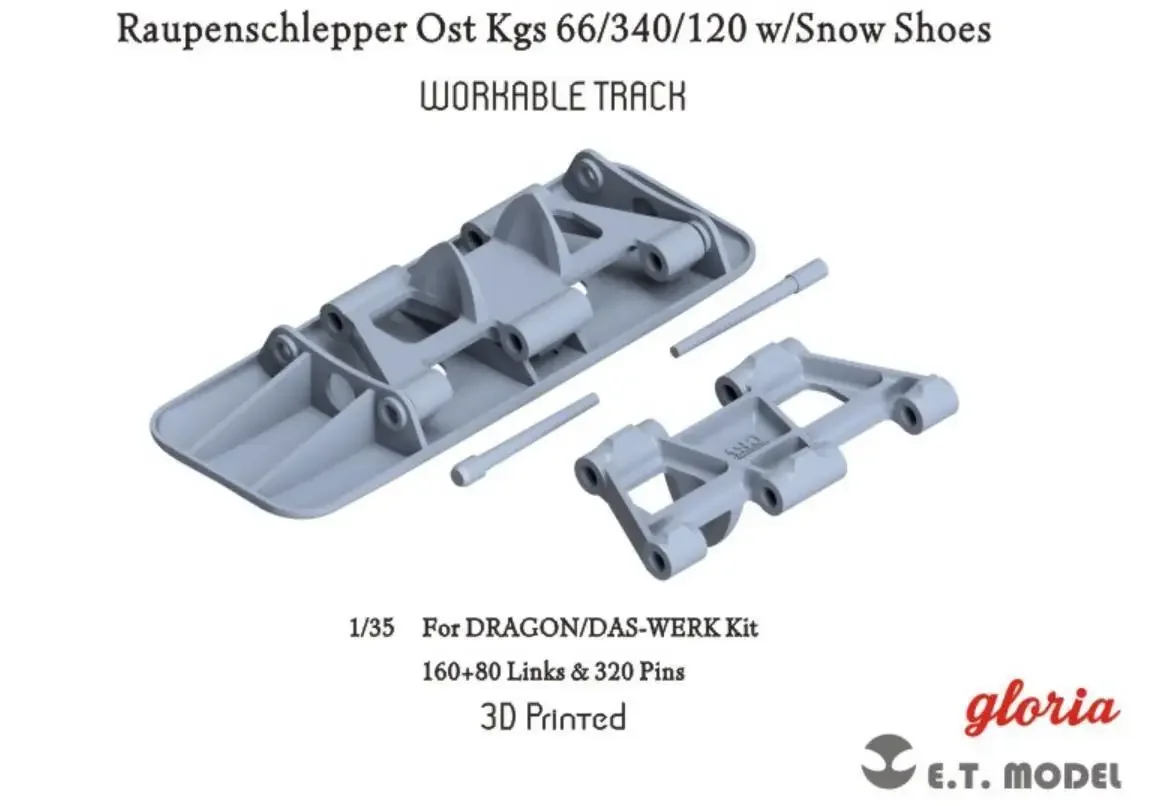 ET MODEL P35-030 1/35 Raupenschlepper Ost Kgs w/Snow Shoes Workable Track