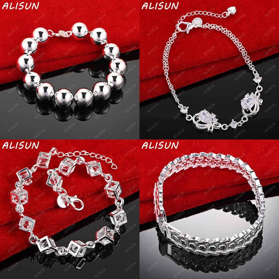 

ALISUN 925 Sterling Silver Bracelets Geometric For Women Men Anniversary Gift Popular Wild Fashion Romantic Jewelry