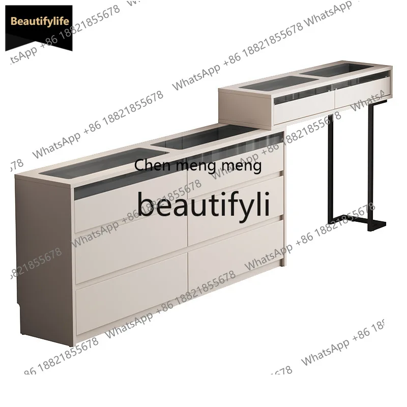 

GG Dressing table chest of cabinets integrated bedroom bed tail cabinet cream style makeup table ultra-thin corner solid wood