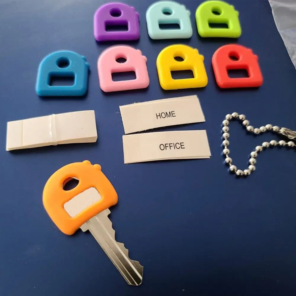 Multicolor Topper Key Holder, Tags do organizador, Key Cap Covers, Etiqueta útil, Chaveiro Elástico Anéis, 2 Pacote