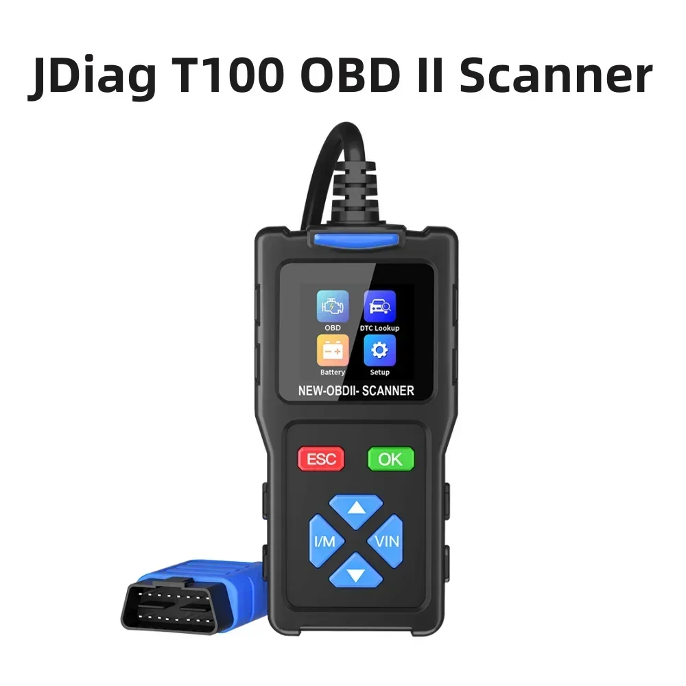 JDiag T100 OBDII Vehicle Automotive Diagnostic Tools Professional Engine Scanner Car Code Reader Support Multi-Language