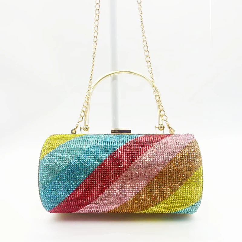 

Женский вечерний клатч, стильный Радужный блестящий вечерний клатч со стразами, роскошные сумки на цепочке для свадебной вечеринки, банкета, платья