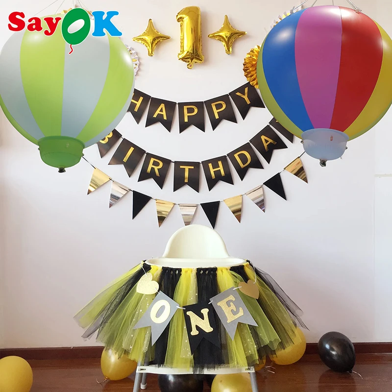 Sayok 3/5ft Inflatable Half Hot Air Balloon PCV Large Hanging Inflatable Strip Balloon for Advertising Birthday Party Show Decor