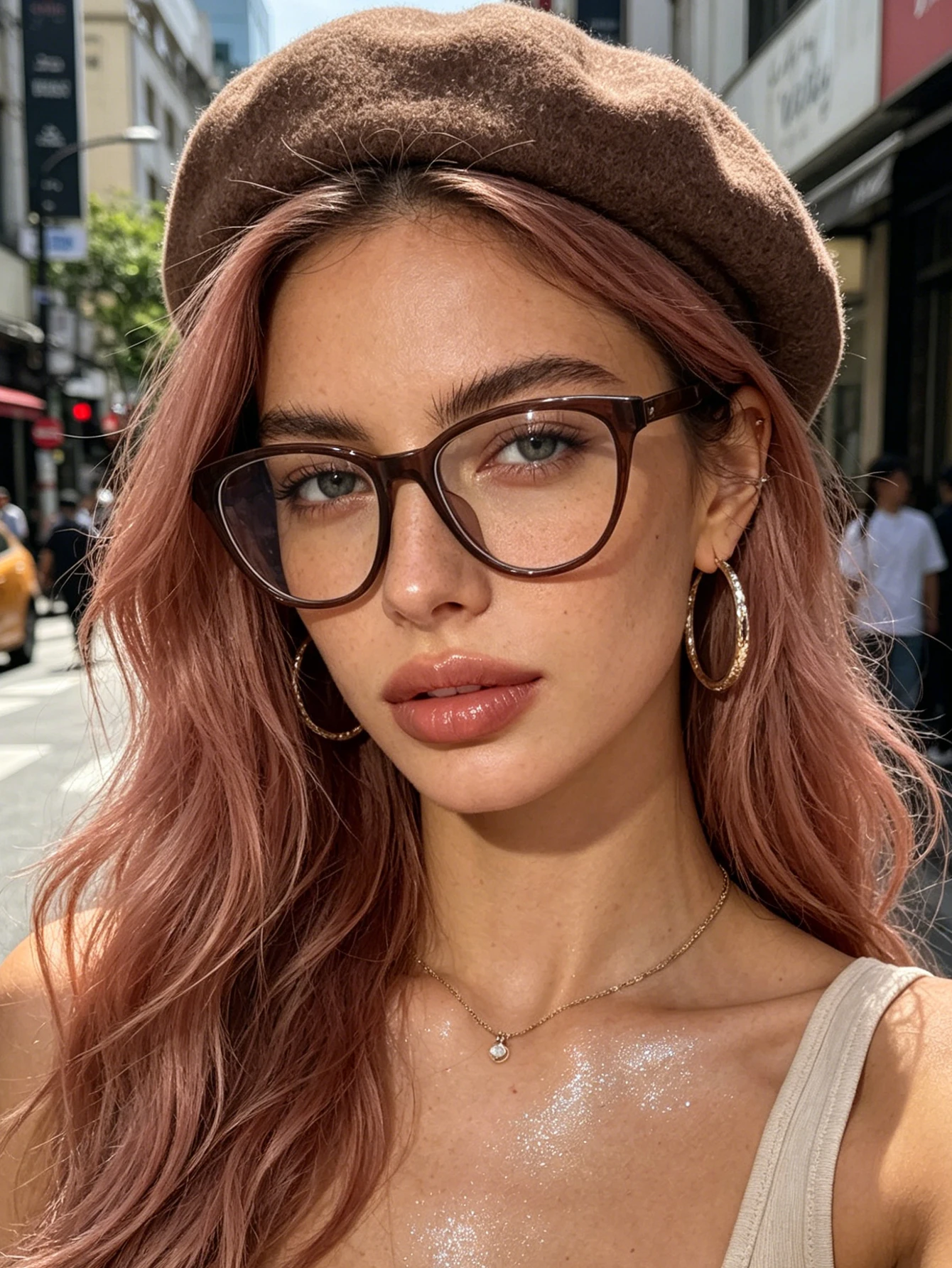 1 par de gafas de ojo de gato de color marrón oscuro, silueta elegante con aura suave, que crea un estilo de moda diario simple y generoso.