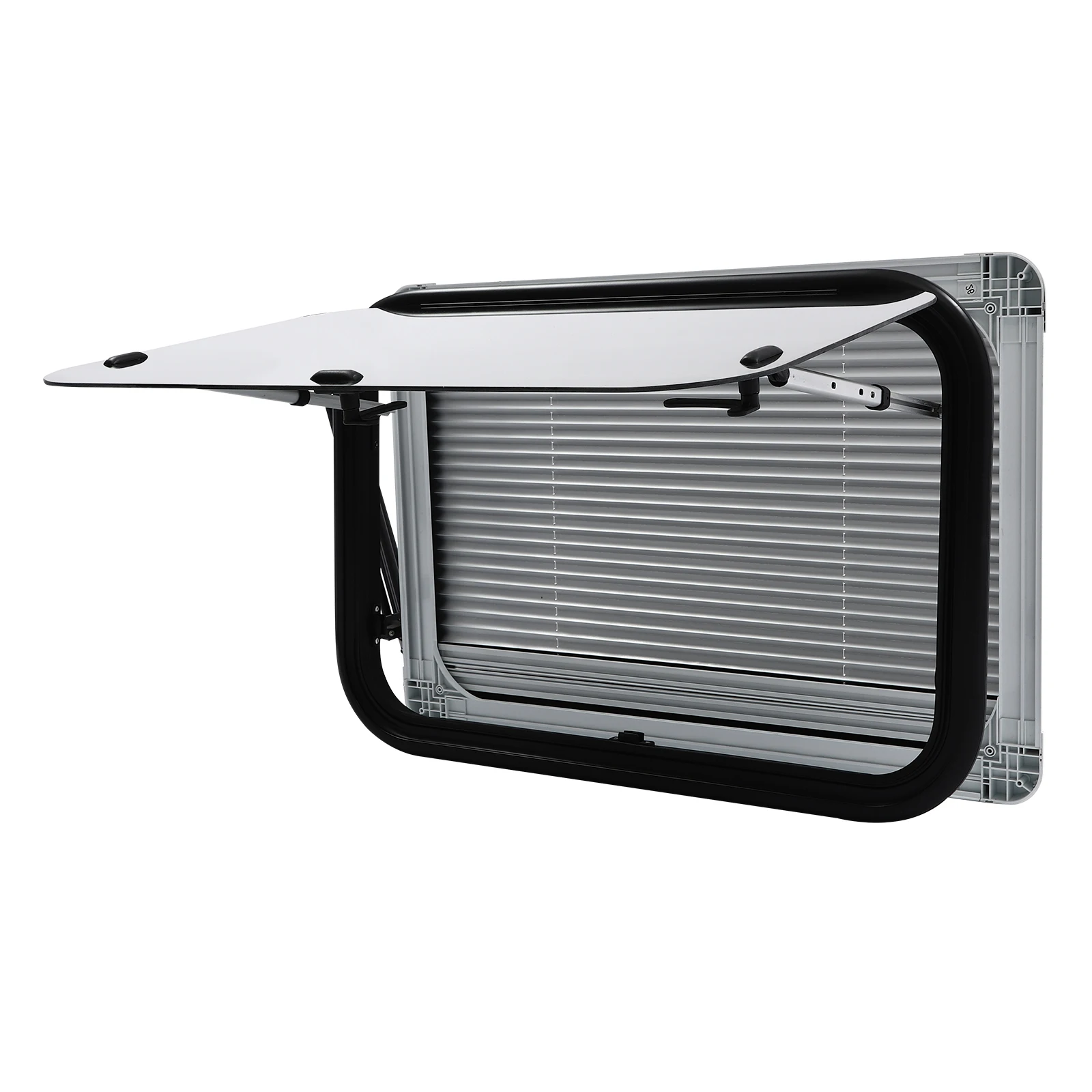 75x50cm RV Push-out Window Tempered Glass RVs Exit Window 65° Opening Ventilation Windows with Screen for Trailers, Pickup Trucks, Conversion Vans, Etc