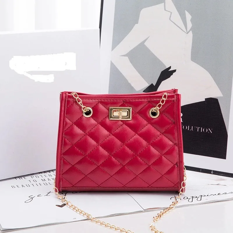 Fashion Female Shoulder Bag Plaid  PU Leather Solid Chain Women\'s Shoulder Crossbody Casual Trendy Phone Bag Female Designer Bag