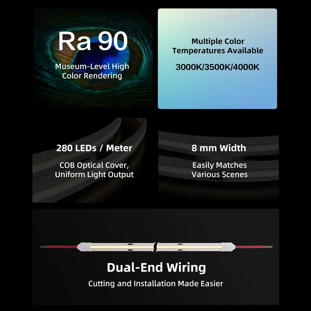 شريط إضاءة Aqara Smart COB T1 ضوء درجة حرارة أحادية اللون 10 متر يستخدم مع محرك شريط LED الذكي Aqara T1 #3