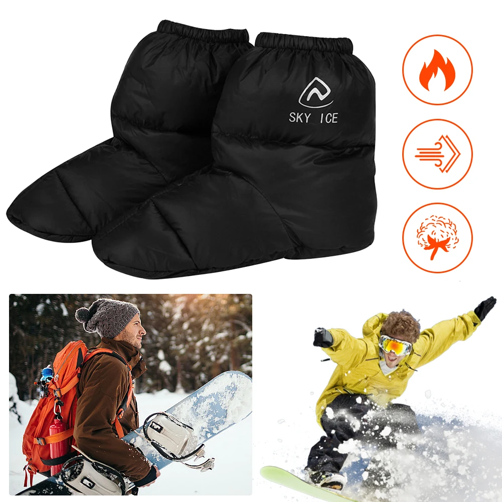 

Зимние пуховые пинетки, носки, пуховые пинетки, грелки для ног, женские и мужские теплые домашние пуховые тапочки, нейлоновые теплые тапочки для кемпинга