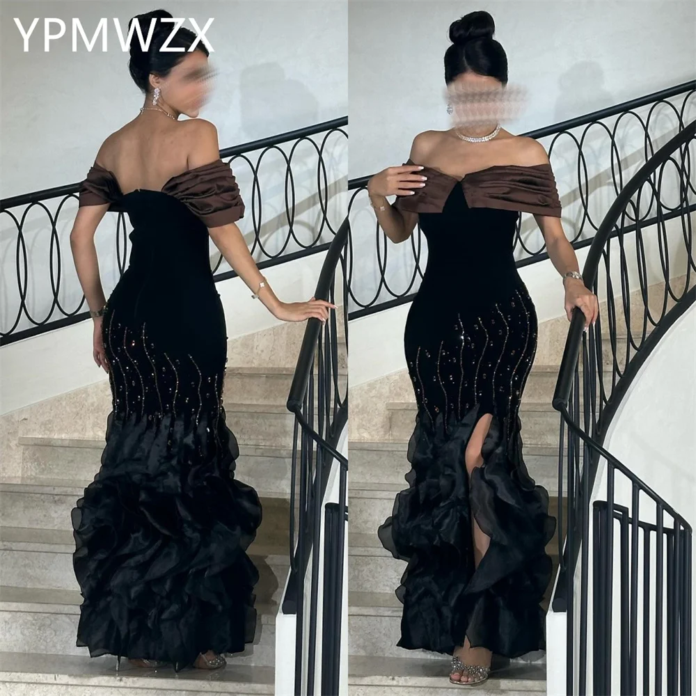 Customized Prom Gown Evening Women YPMWZX Off-the-shoulder Mermaid Floor Length   Layered Bespoke Occasion Dresses F