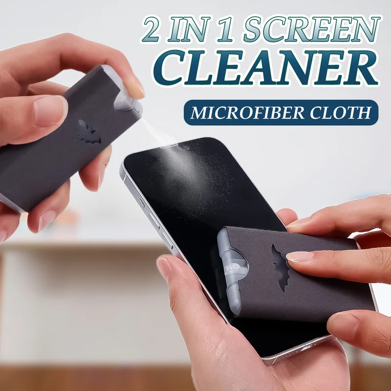 2 In 1 Screen Cleaning Spray Bottle with Microfiber Cloth  Mobile Phone PC Laptop Camera Lens Screen Cleaner Plastic Bottle