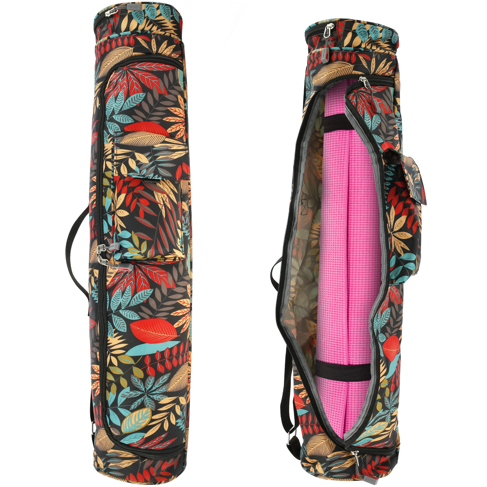 Yoga Mat Bag Lightweight Nylon Yoga Mat Carrier Bag with Adjustable Shoulder Strap and Storage Pocket Portable Exercise Yoga Mat