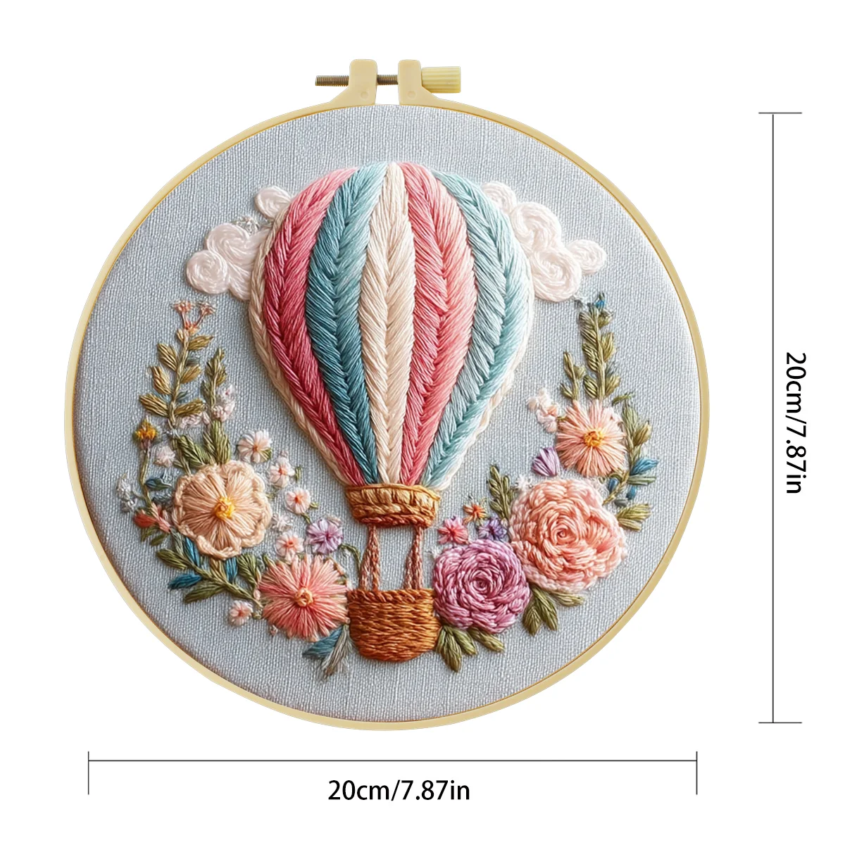 1 Stück 20X20CM/15X15CM 7,87/6,3 Zoll Heißluftballon-Tasche Stickerei-Starter-Kit DIY-Kit DIY-Stickerei-Kit Handarbeiten – Detail 5