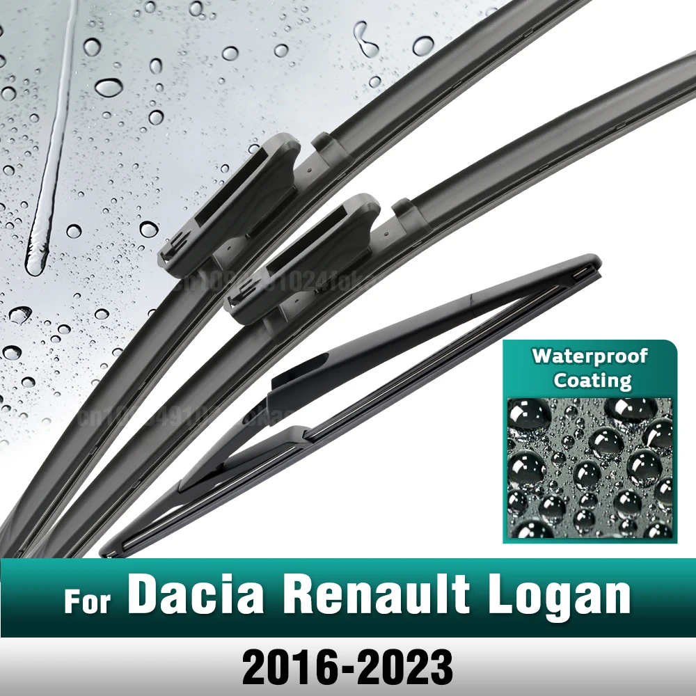

Silicone & rubber LHD&RHD Front & Rear Wiper Blades Set For Dacia Renault Logan 2016 - 2023 Windshield Windscreen Window Brushes