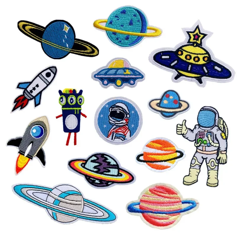 5pcs Planet Clothing Patches Earth Stripes for Backpack Badges Star Stickers on Clothes Embroidery Appliques