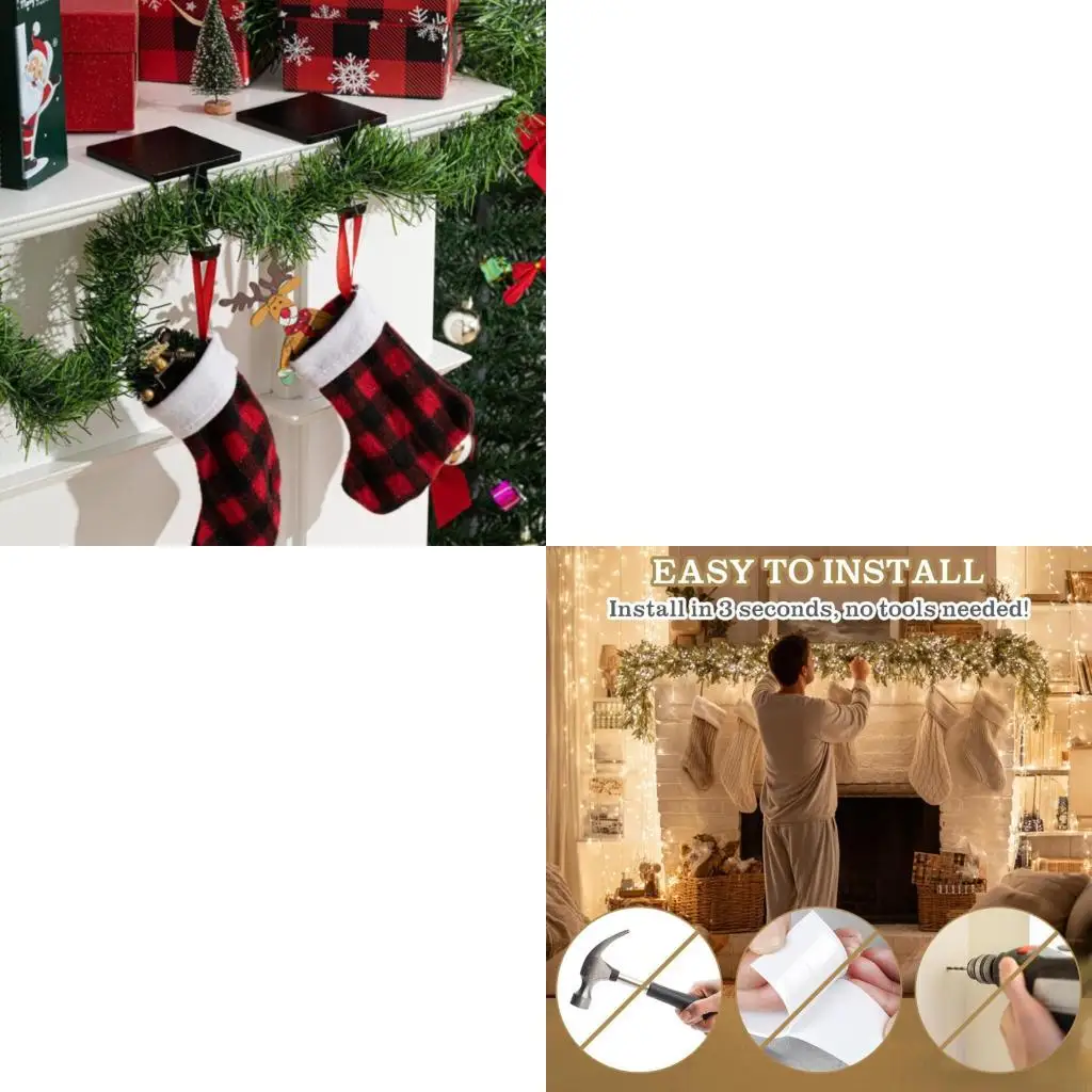   Pack of 3 Strong Double Hook Hangers For Firepit Wrap Stockings Decorations