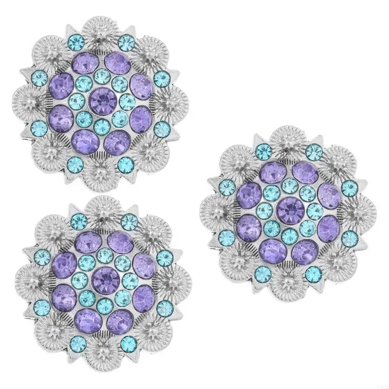 U4LE แพ็คของ 3 Rhinestones สีฟ้าที่ไม่ซ้ำกันเข็มขัดเครื่องประดับเสน่ห์ความงามสำหรับกระเป๋า