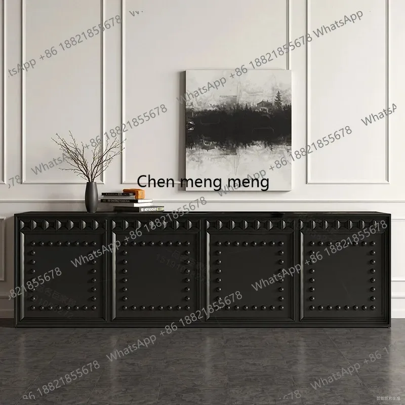 K153  French antique retro solid wood TV cabinet American black retro entrance locker storage